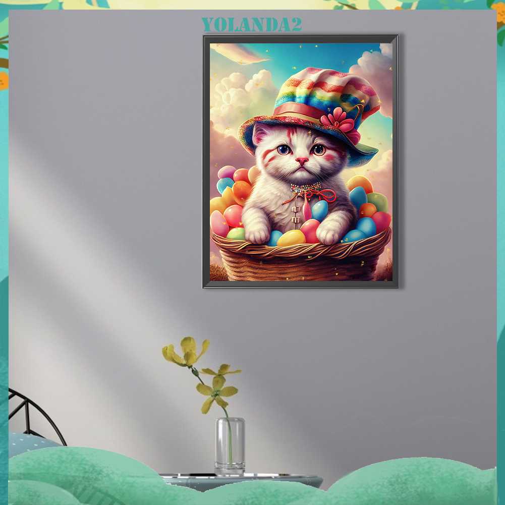 Tranh Đính Đá Kim Cương Toàn Bộ 5D DIY Hình Vẽ Mèo Trang Trí Nhà Cửa