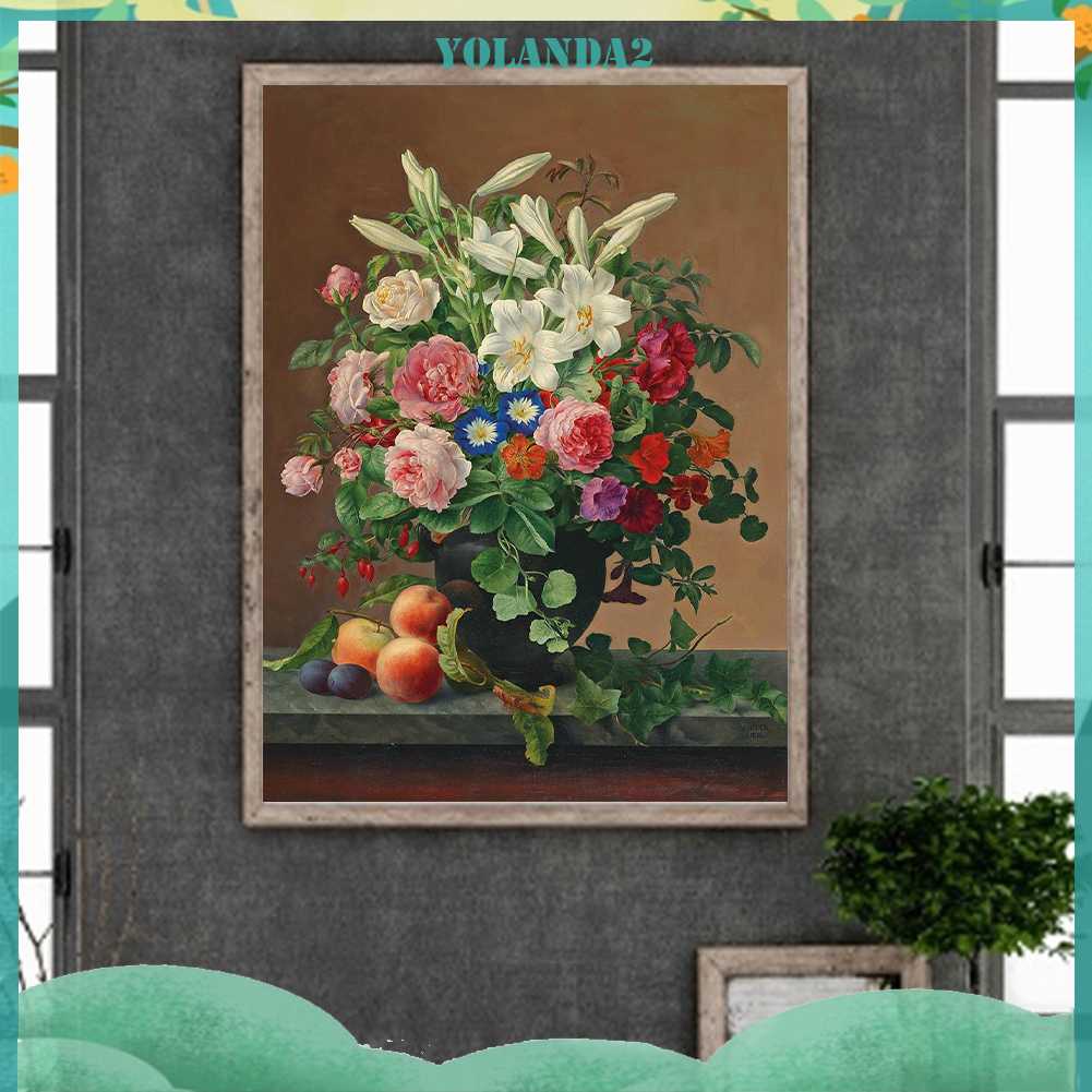 Tranh Đính Đá Kim Cương Toàn Bộ 5D DIY Hình Vẽ Hoa Trang Trí Nhà Cửa