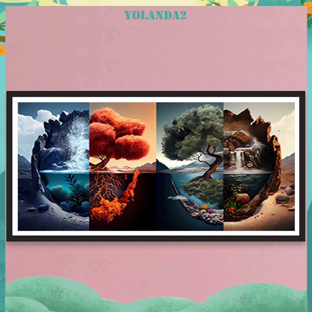 Tranh Đính Đá Kim Cương Toàn Bộ 5D DIY Hình Vẽ Bốn Mùa Trang Trí Nhà Cửa