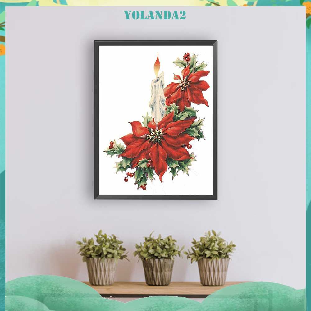 Tranh Đính Đá Kim Cương Toàn Bộ 5D DIY Hình Vẽ Hoa Nến