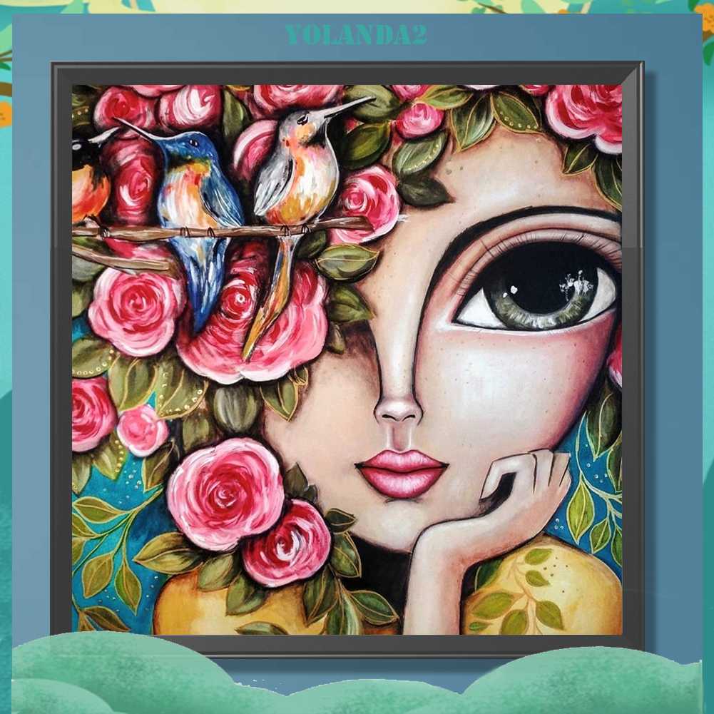 Tranh Đính Đá Kim Cương Toàn Bộ 5D DIY Hình Vẽ Cô Gái Trang Trí Nhà Cửa