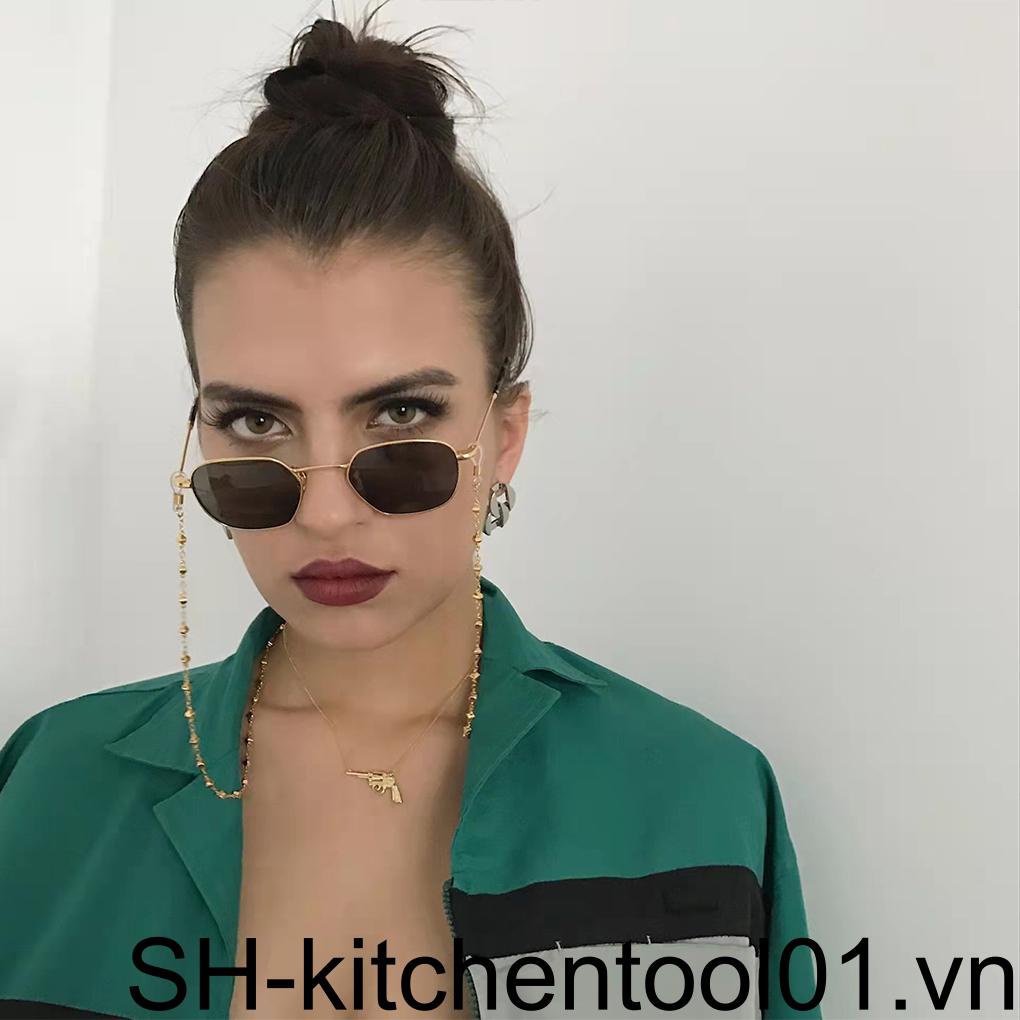 Kính Mát Thời Trang Gọng Vuông Lục Giác Bằng Kim Loại Cho Nữ