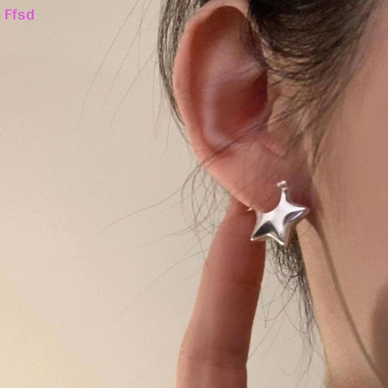 1 Đôi Khuyên Tai Kim Loại Hình Ngôi Sao Năm Cánh May Mắn Cho Nữ