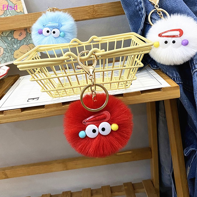 {Ffsd} Móc Khóa Banh Lông Thỏ Mềm Mại Gắn Quả Bông Mắt Kính Trang Trí Túi Xách Quyến Rũ Trinket Chaveiros * Bán Chạy