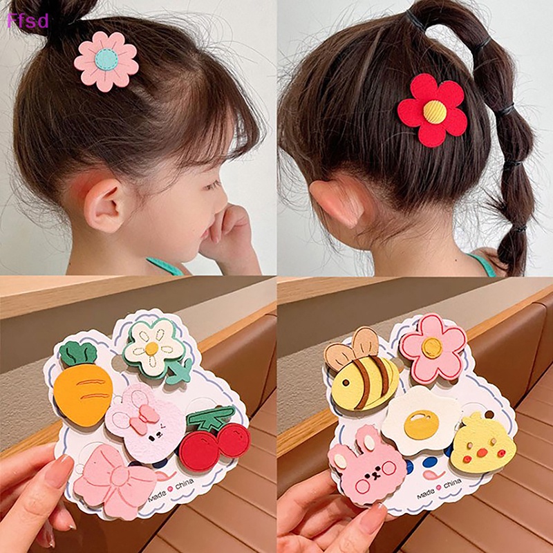 {Ffsd} Bộ 5 Kẹp Tóc Khóa Dán Hoạt Hình Dễ Thương Phong Cách Hàn Quốc Cho Bé Gái * Bán Chạy
