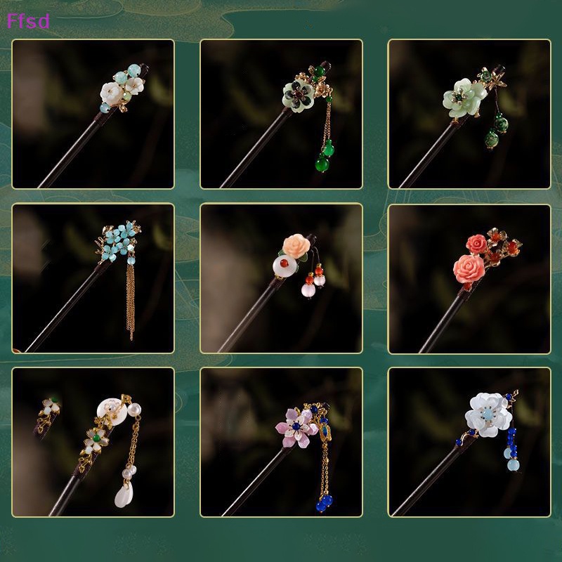 {Ffsd} Bán Chạy Trâm Cài Tóc Tua Rua Bằng Gỗ Mun Phong Cách Cổ Điển