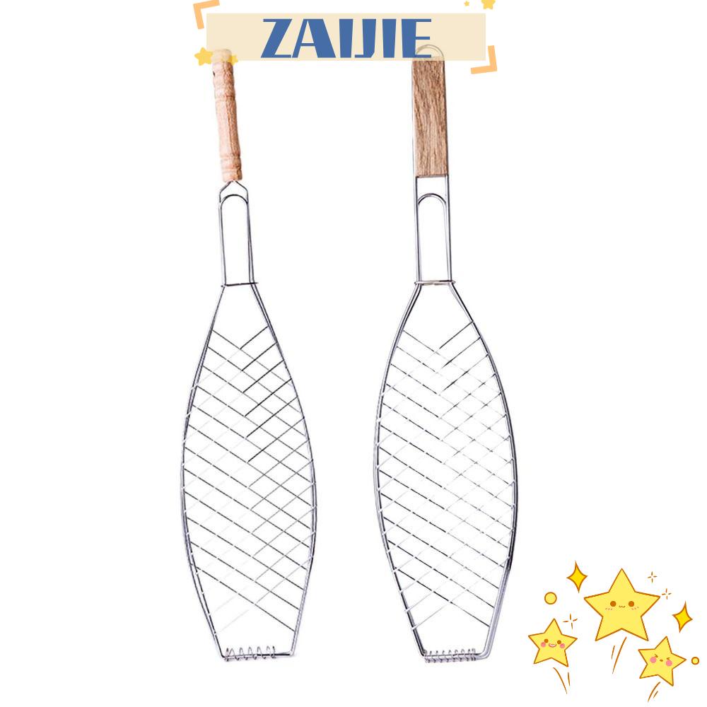 Giá Đỡ Nướng Bbq / Rau Củ / Cá Có Tay Cầm Bằng Gỗ 24 Ngăn Tiện