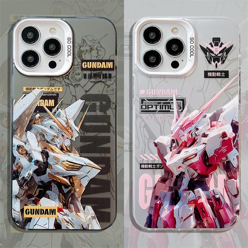 Ốp Điện Thoại Dẻo Mạ Bạc Họa Tiết GUNDAM Độc Đáo Chống Rơi Cho iPhone 14 Pro Max 13 Pro Max 12 11