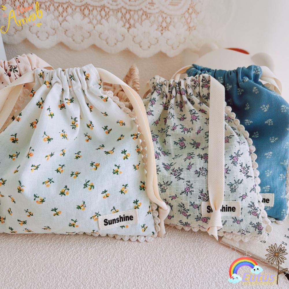 Túi Cotton Đựng Đồ Du Lịch Có Thể Gấp Gọn Tiện Dụng Họa Tiết Hoa Xinh Xắn