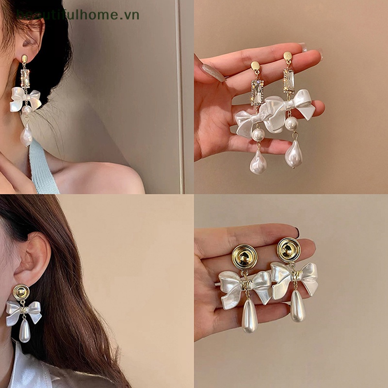 [beautifulhome] Bông Tai Ngọc Trai Kim Loại Dài Tua Rua Hình Học Thời Trang Cổ Điển Tinh Tế [beauty]