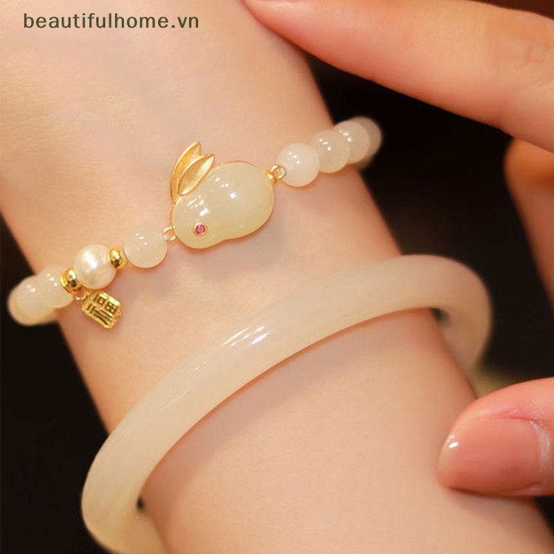 [beautifulhome] Vòng Tay Chuỗi Hạt Hình Thỏ Dễ Thương Phong Cách Trung Hoa Cổ Điển Thanh Lịch Dành Cho Nữ [beauty]