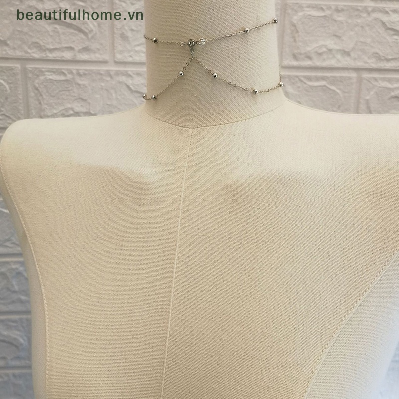 [beautifulhome] Dây Chuyền Cơ Thể Bằng Kim Loại Dạng Chuỗi Hạt Pha Lê Trang Sức Quyến Rũ Thời Trang Cho Nữ [beauty]