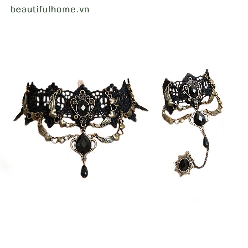 [Đẹphome] Vòng Cổ Choker Ren Pha Lê Đen Quyến Rũ Phong Cách Gothic