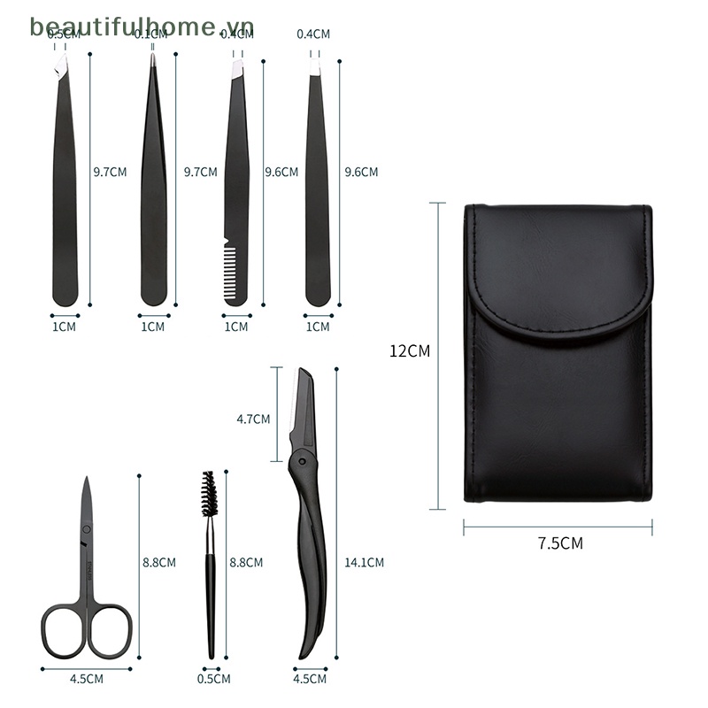 Set 7 Nhíp Tỉa Lông Mày Bằng Thép Không Gỉ Chuyên Nghiệp