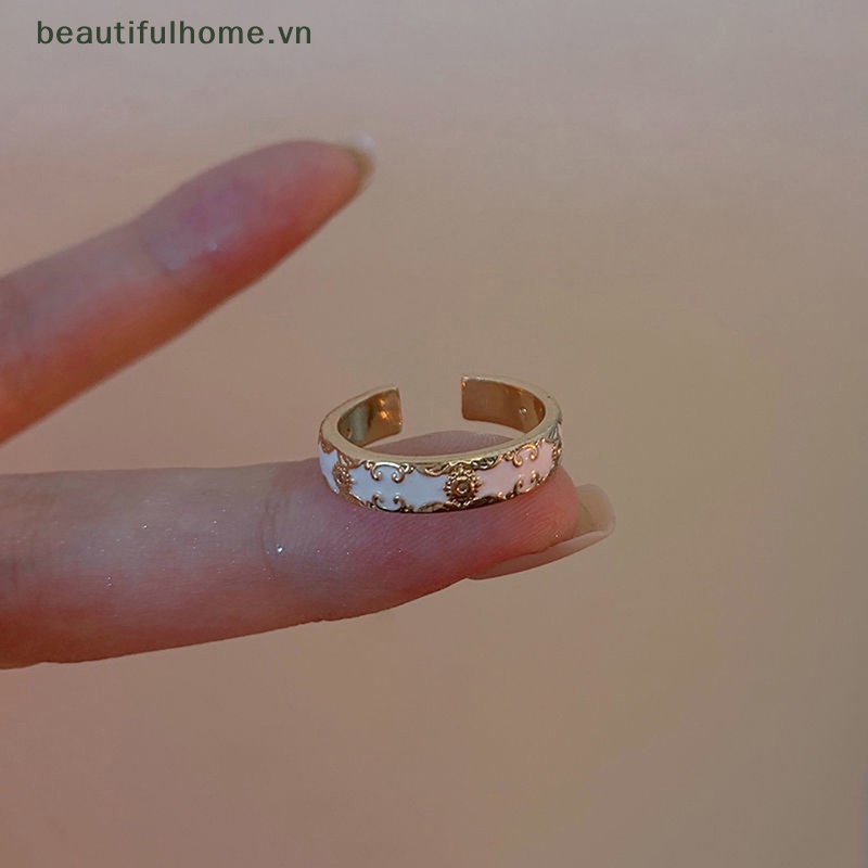 [beautifulhome] Nhẫn Hở Tráng Men Màu Sắc Giọt Nước Tinh Tế Phong Cách Ins Tinh Tế Phù Hợp Với Đôi [beauty]