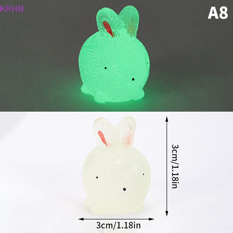 Set 2 Đồ trang trí Thỏ Mini Bằng Resin Màu Dạ Quang Trang Trí Tiểu Cảnh Mới