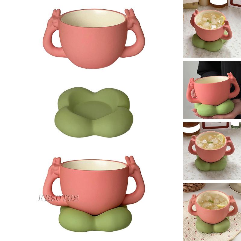 Bộ 2 Cốc Sứ Uống Nước / Trà Sữa / Cà Phê Thiết Kế Độc Đáo Tiện Dụng Cho Gia Đình