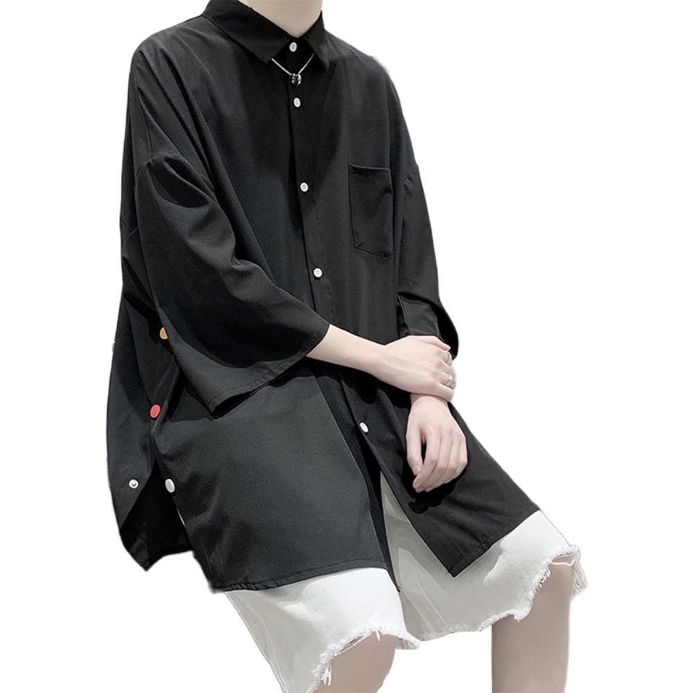 Áo Sơ Mi Tay Ngắn Thiết Kế Xẻ Tà Thời Trang Mùa Hè Hàng Mới 2023 Dành Cho Bạn Nữ