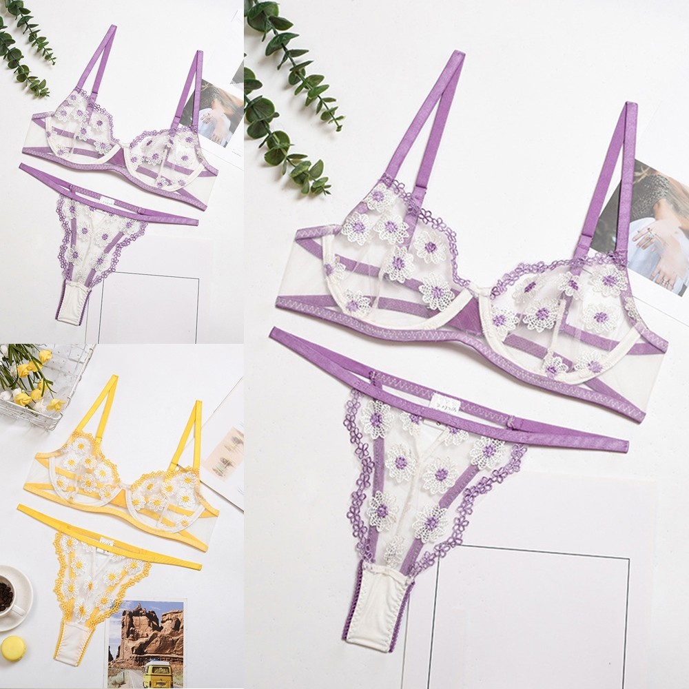 Bộ Đồ Lót Ren Thêu Hoa Gợi Cảm Cho Nữ