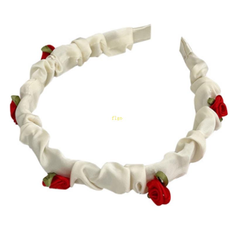 Flgo Băng Đô Cài Tóc Co Giãn Chống Trượt Họa Tiết Hoa Hồng Sáng Tạo Thời Trang Cho Nữ