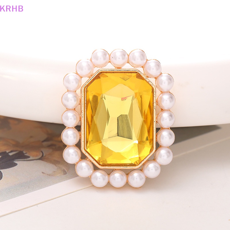 Krhb Phụ Kiện Trang Sức Khối Lập Phương Kim Loại Hình Vuông Đính Ngọc Trai Sáng Tạo Phong Cách Hàn Quốc Mới