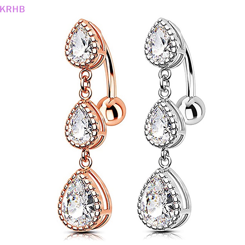 Khuyên Rốn Bằng Thép Không Gỉ Đính Đá Zircon Hình Giọt Nước Quyến Rũ Dành Cho Nữ Mới