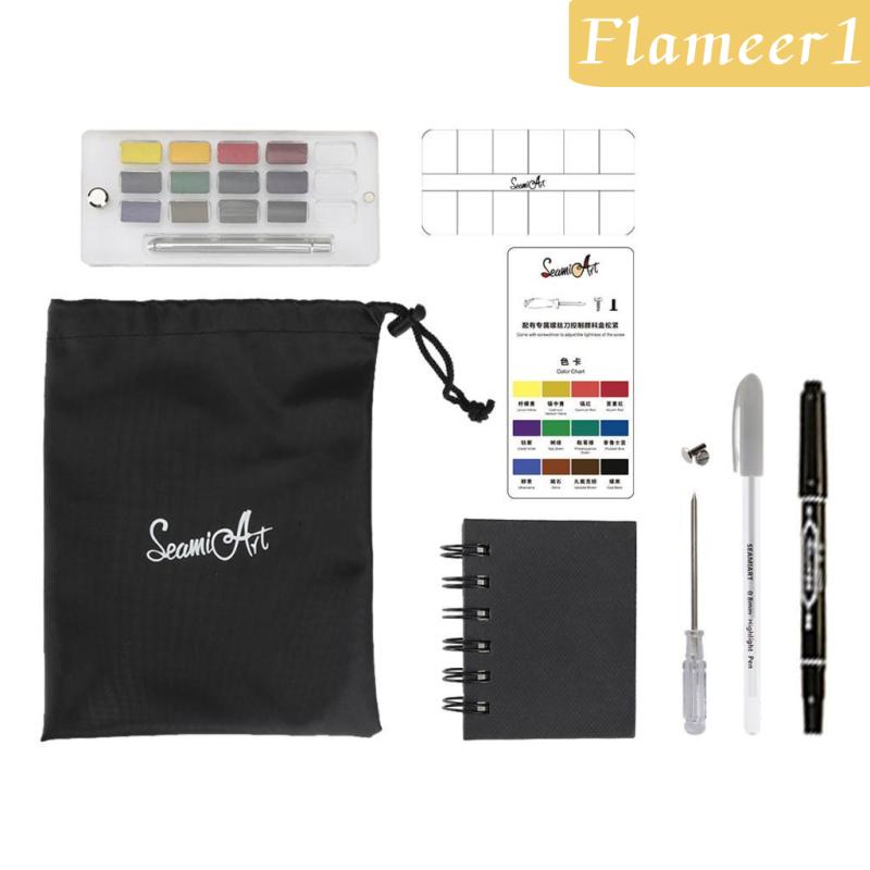 [flameer1] Bộ Màu Nước Kèm Túi Đựng Dùng Vẽ Tranh Ngoài Trời Nhỏ Gọn