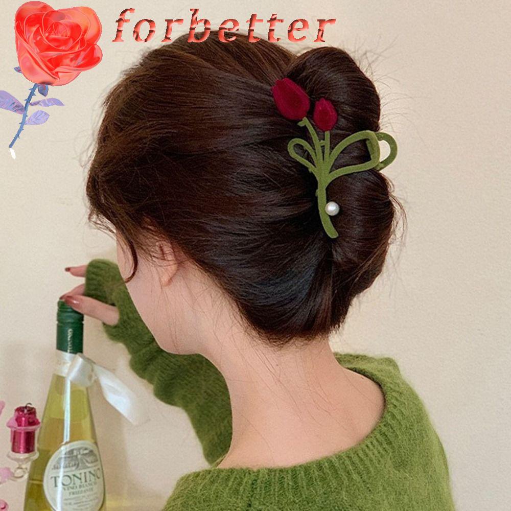 Kẹp Tóc Hoa Tulip / Cá Mập Cỡ Lớn Màu Xanh Lá / Cherry Đơn Giản Ngọt Ngào Mừng Năm Mới Cho Nữ