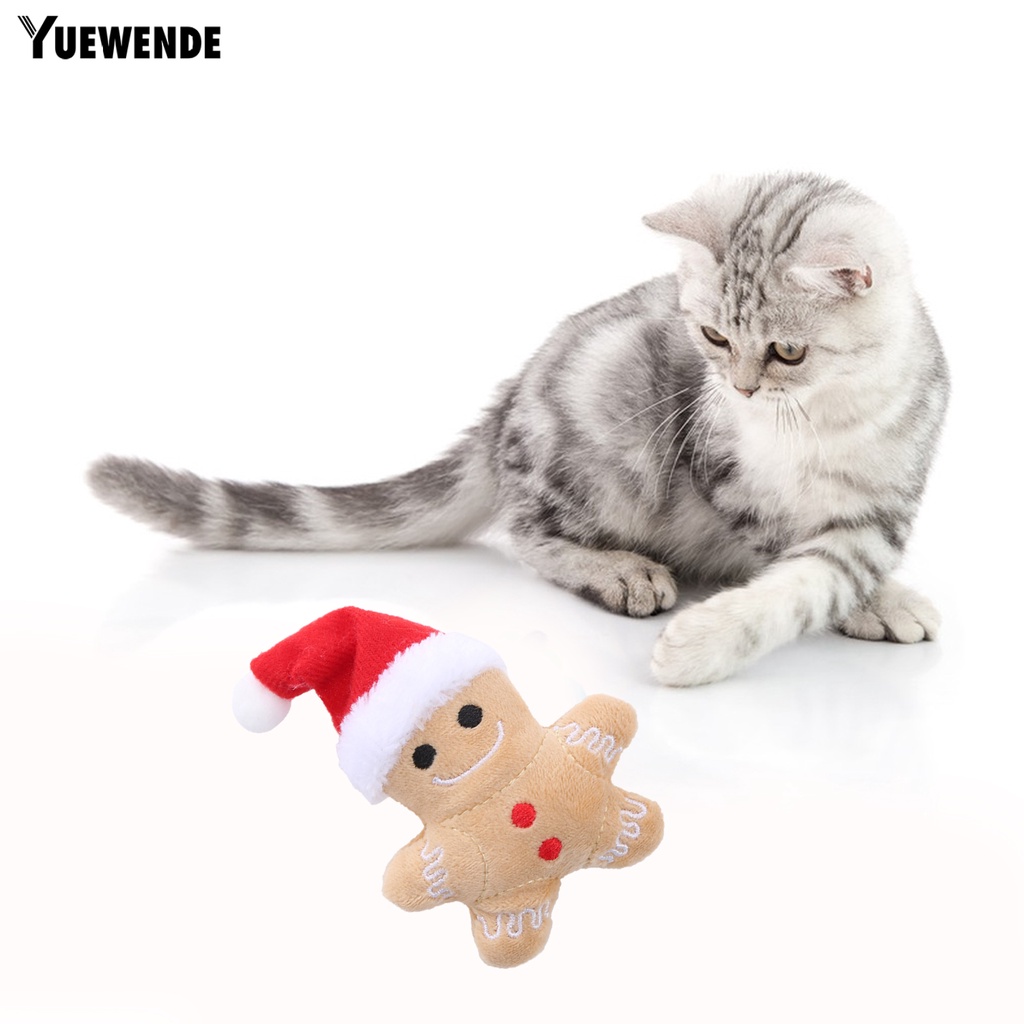 Yq.e Đồ Chơi Thú Nhồi Bông Mềm Mại Thoải Mái Tăng Cường Khả Năng Làm Sạch Răng Miệng Lâu Trôi Hình Bánh Gừng Giáng Sinh Dành Cho Mèo