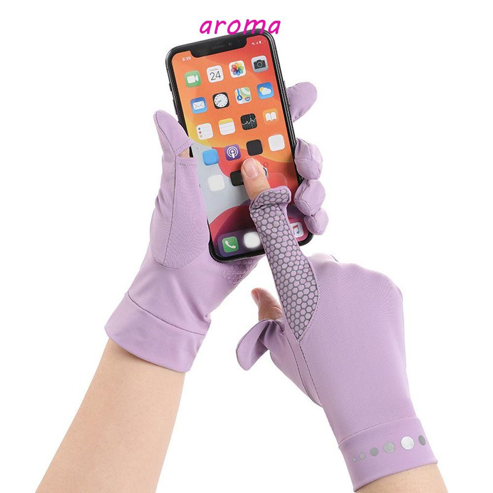 Găng Tay Lái Xe Năm Ngón Chống Trượt Thoáng Khí Họa Tiết Chấm Bi Có Thể Chạm Màn Hình Cảm Ứng