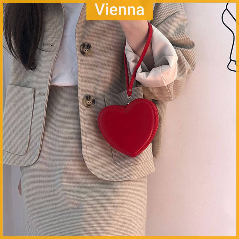 Ví Da Mini Cầm Tay Hình Trái Tim Thời Trang Cho Nữ