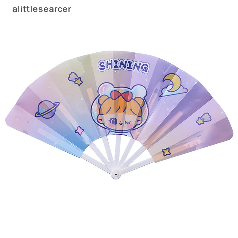 Quạt Xếp Cầm Tay Bằng Nhựa PP In Họa Tiết Hoạt Hình Dễ Thương Nhỏ Gọn Tiện Dụng