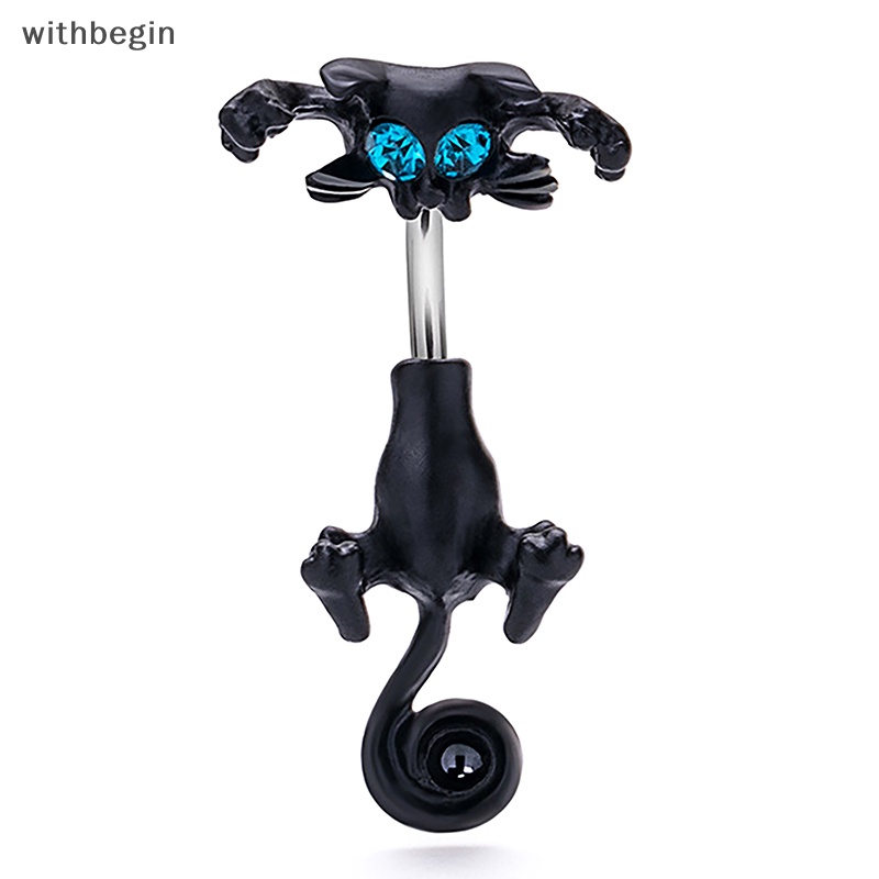 Khuyên Rốn Hình Mèo Bằng Thép Không Gỉ Đính Đá Chất Lượng Cao Quyến Rũ Cho Nữ