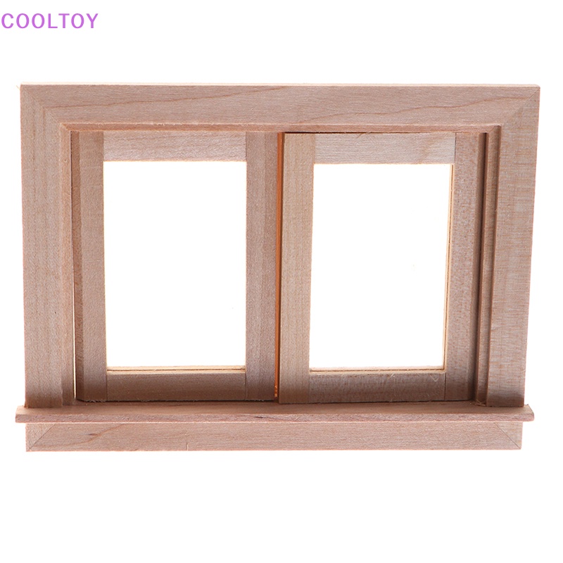 Cửa Sổ Mini 2 Pane Bằng Gỗ Tỉ Lệ 1 / 12 Trang Trí Nhà Búp Bê DIY