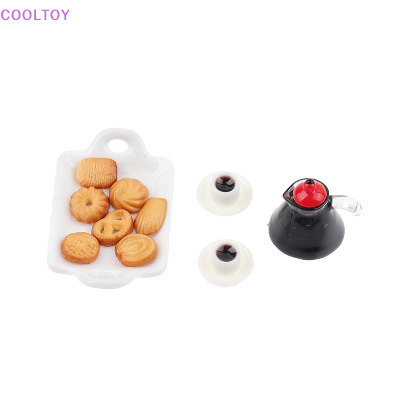 Cooltoy Bộ Ấm Tách Uống Cà Phê Bánh Macaroon Bằng Gốm Trang Trí Nhà Búp Bê