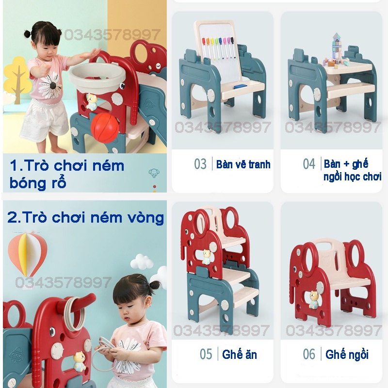[FREESHIP] CẦU TRƯỢT CHO BÉ 6 in 1 MẪU HỒ LY, MẪU NAI, MẪU NGỰA POLY, MẪU ROBOT CHỊU LỰC SIÊU Bền