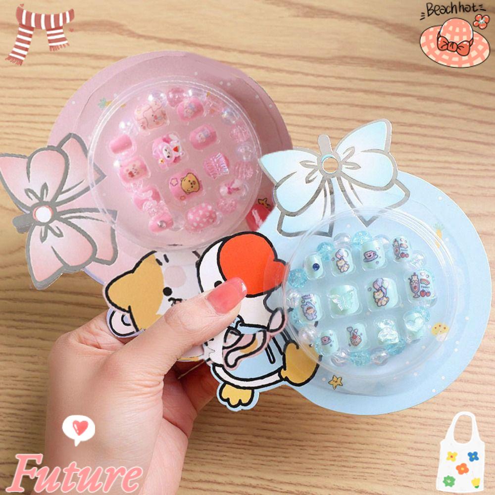 Set 24 Móng Tay Giả Dạng Nhấn Che Phủ Toàn Diện DIY Hình Thỏ