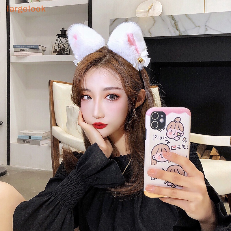 Băng Đô Tai Mèo Phối Ren Và Chuông Hóa Trang Cho Nữ