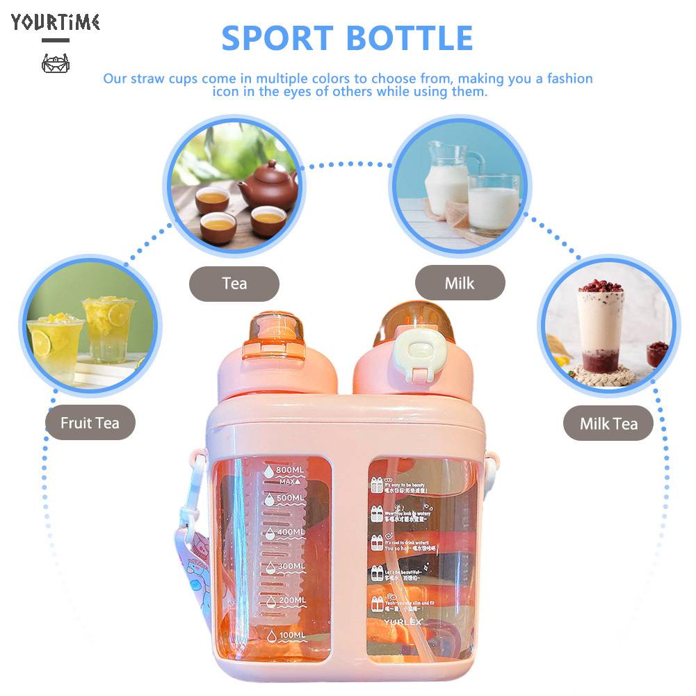 Bình Nước 1600ml Có Dây Đeo Vai Dễ Thương