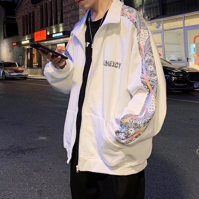 Áo khoác bóng chày EERSHENSHI tay dài dáng rộng viền sọc bên thời trang thể thao cho nam