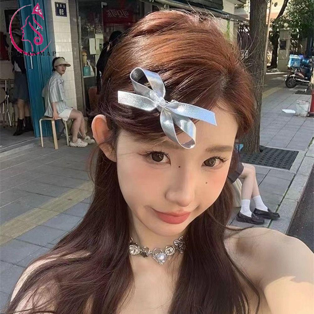 OCEANMAP Kẹp Tóc Hình Nơ Bằng Hợp Kim Nhôm Y2k Cho Nữ