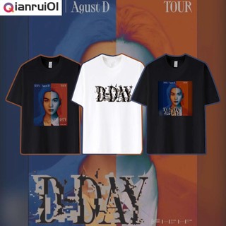 (Qianrui01) Áo Thun Tay Ngắn Cổ Tròn Dáng Rộng In Chữ SUGA Agust D Album D-Day Thời Trang Mùa Hè Cho Nam Và Nữ