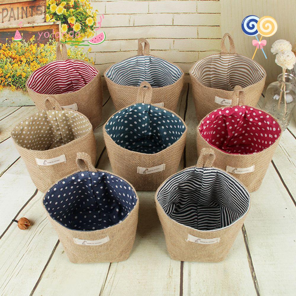 Giỏ Đựng Đồ Bằng Chất Liệu Đay Lanh Cotton Dạng Treo Tiện Dụng