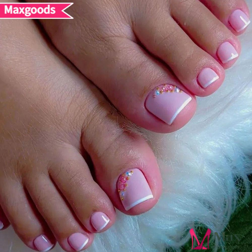 Bộ 24 Móng Chân Giả Hình Vuông Che Phủ Toàn Diện Thời Trang Xuân Hè