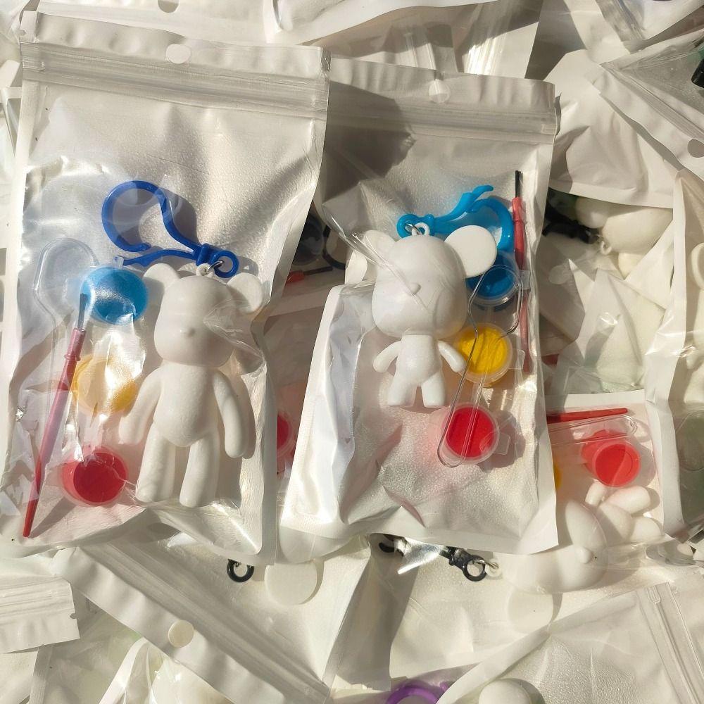 Bộ Nguyên Liệu Vẽ Tranh Sơn Dầu Thủ Công Hình Gấu Embryo Màu Trắng