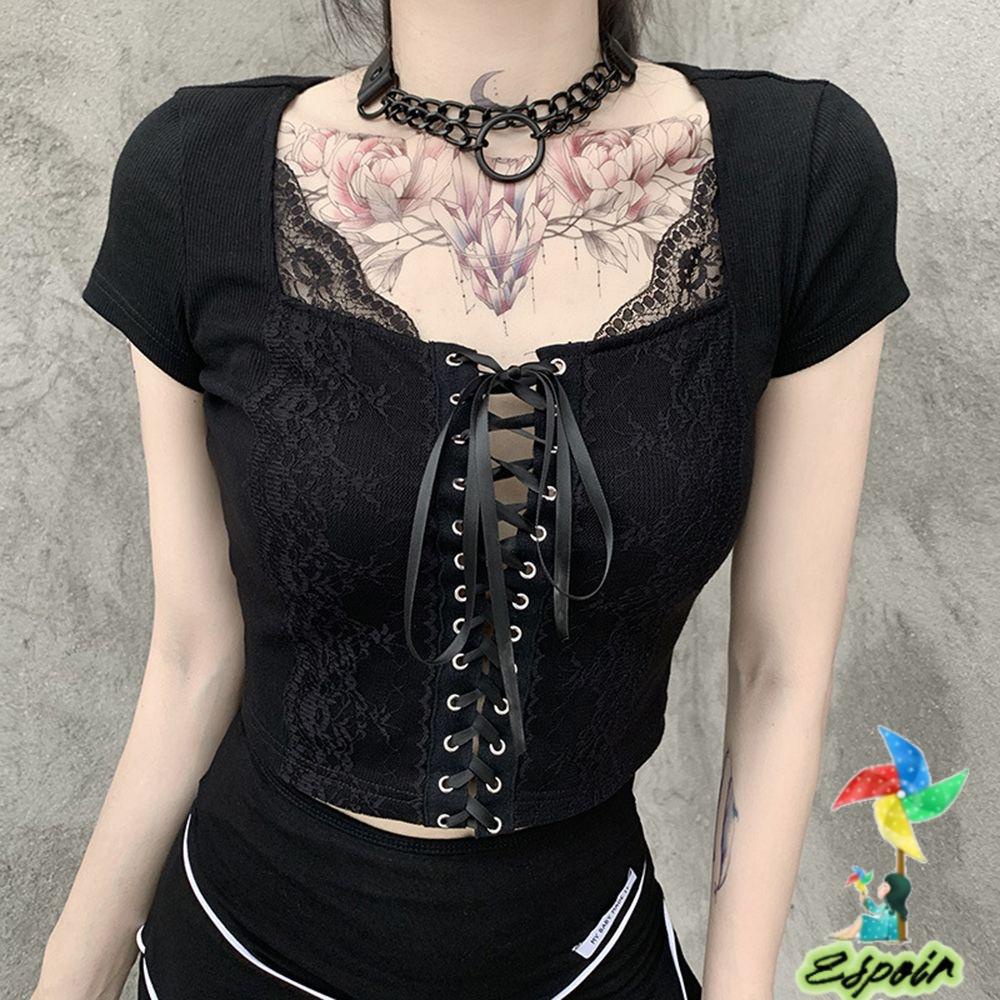 Áo Thun Đen Cổ Chữ V Gợi Cảm Cho Nữ