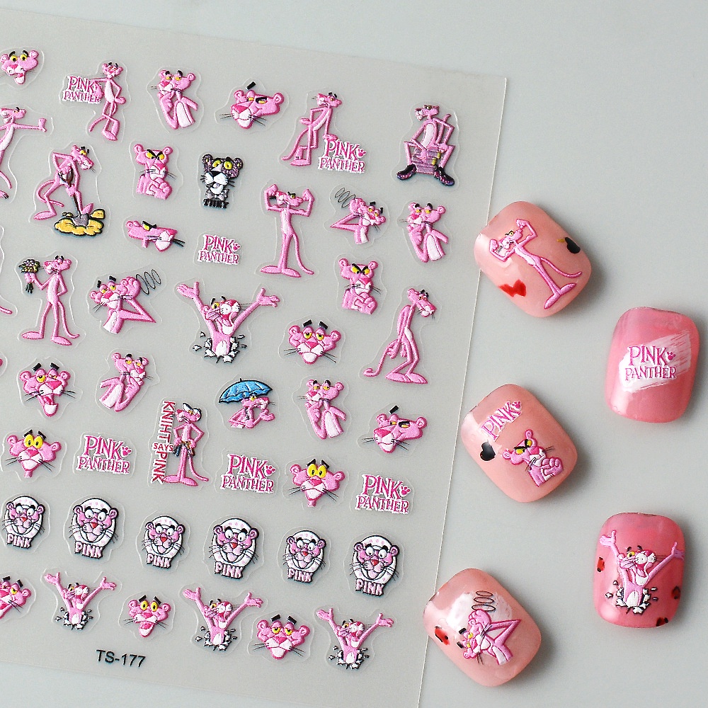 Sticker Lụa Nổi 5D | Báo Hồng | Hình Dán Móng Tay TS-177