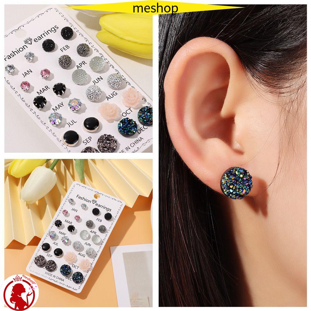 Set 12 Đôi Bông Tai Dạng Xỏ Thời Trang Cho Nữ