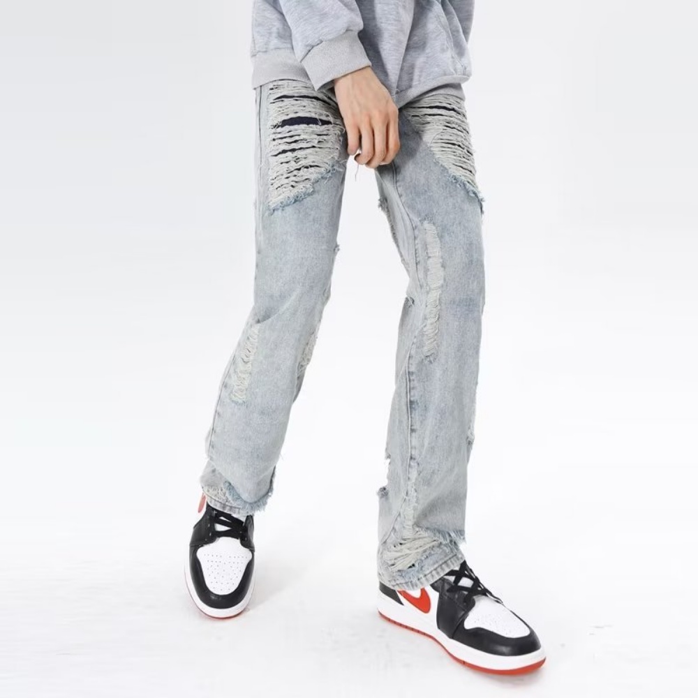 Bzyc Quần Jean Dài Thẳng Cắt Micro Ống Loe Cao Phong Cách Đường Phố Mỹ Thời Trang Mùa Hè Mới Dành Cho Nam