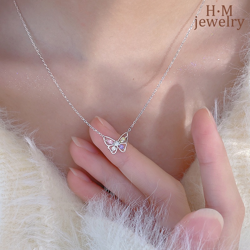 Vòng cổ Mạ Bạc 925 Mặt Hình Bướm Đơn Giản Thời Trang 2023 Mới